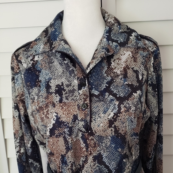 Undbranded Women's Blue Snakeskin Print  Shirt Dress Size S - Picture 7 of 16